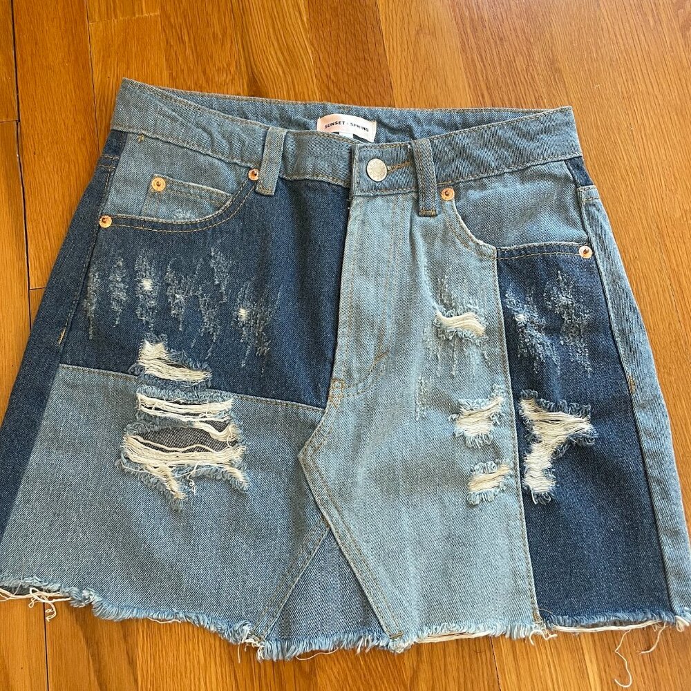 Denim Patchwork Skirt